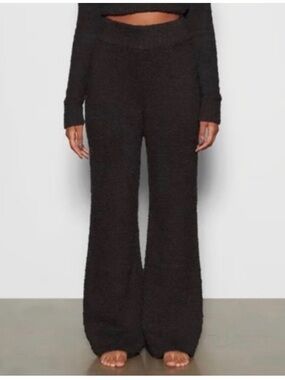 Skims Sherpa Fleece Wide Leg Flare Pants Cozy Minimalist Black XXS/XS